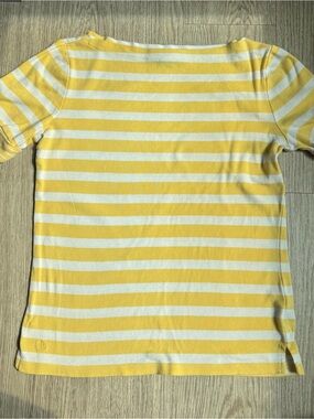 Lauren Ralph Lauren Yellow and White Striped Boatneck Tee